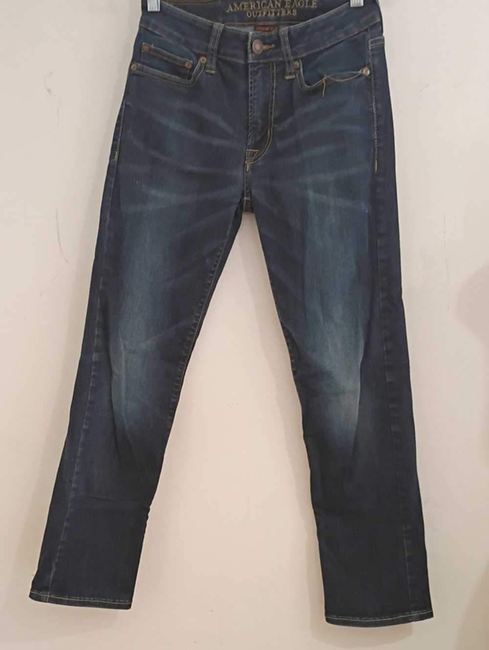 American Eagle Outfitters Men’s Slim Straight Jeans in Dark Blue